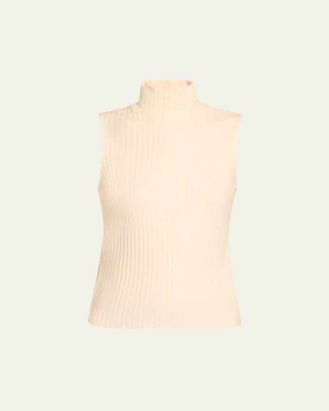 Ribbed Sleeveless Turtleneck Top